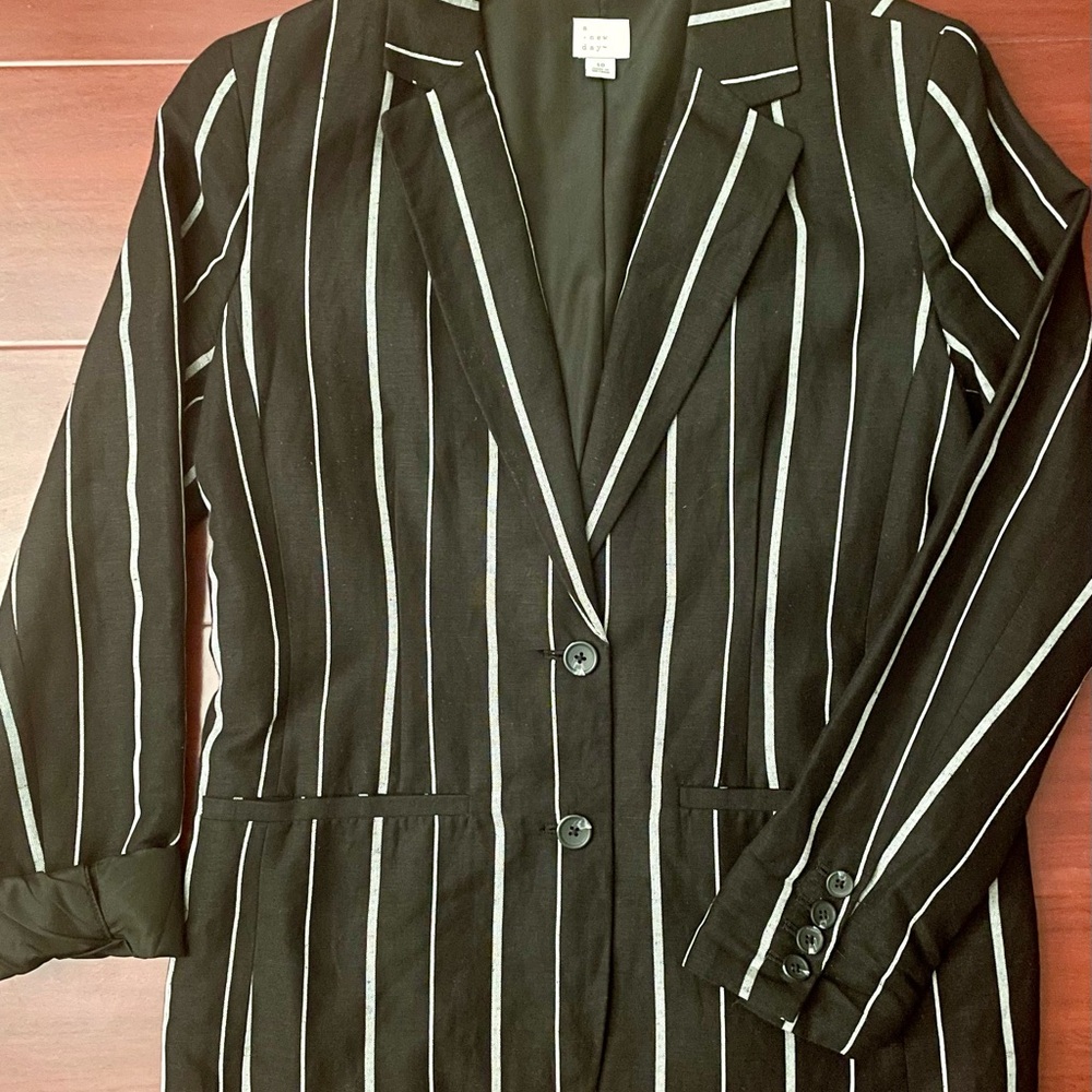 a new day Black and White Pinstripe Blazer